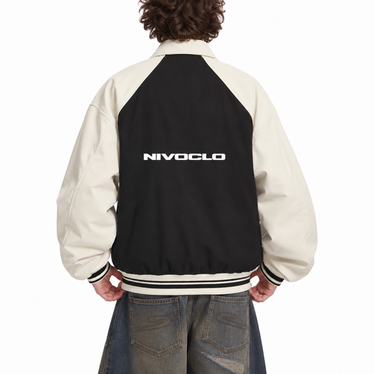 Contrast Raglan Sleeve Baseball Jacket