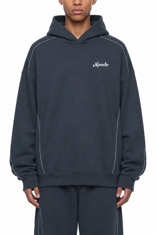 Oversized Piping Fleece Hoodie