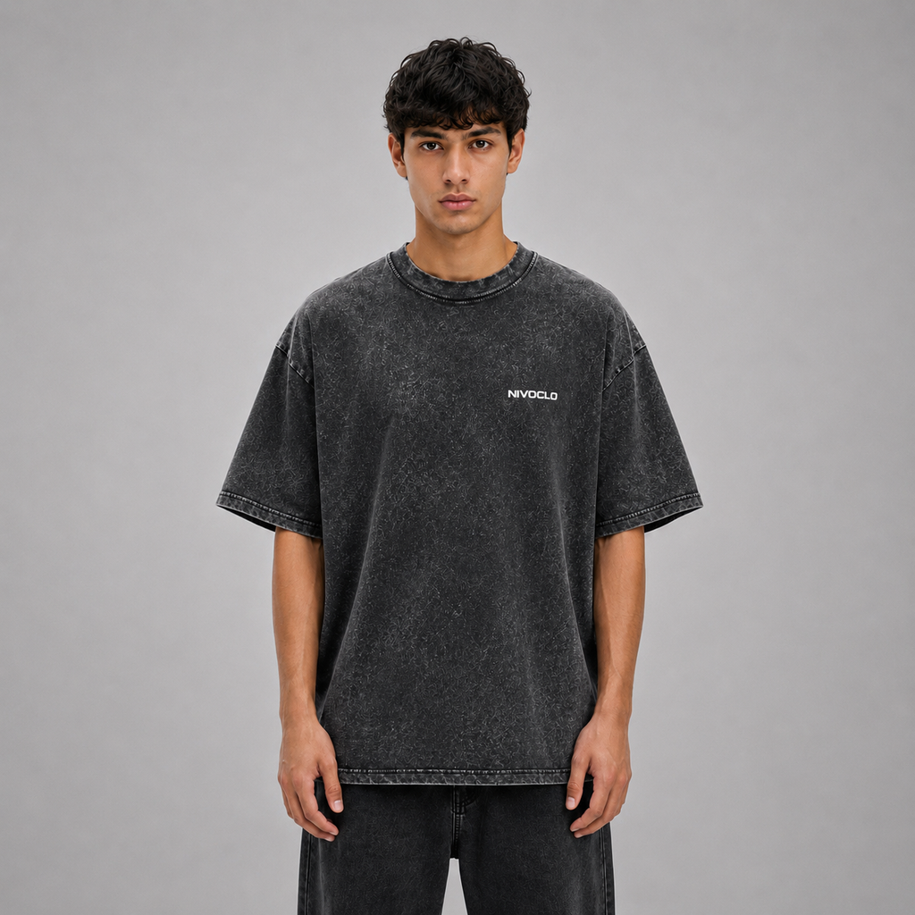 Heavyweight Snow Washed T-Shirt / BLACK