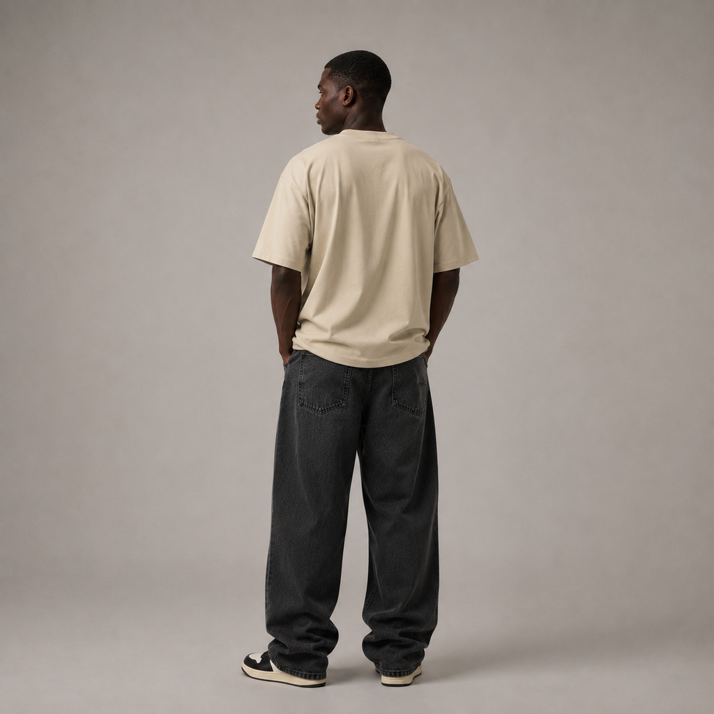 NIVÓ®oversize T-Shirt mit Signatur / BEIGE