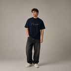 NIVÓ®oversize T-Shirt mit Signatur / NAVY