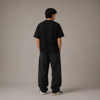 NIVÓ®oversize T-Shirt mit Signatur / BLACK