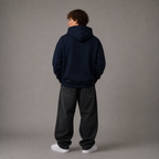 NIVÓ®oversize Hoodie mit Signatur / NAVY BLUE