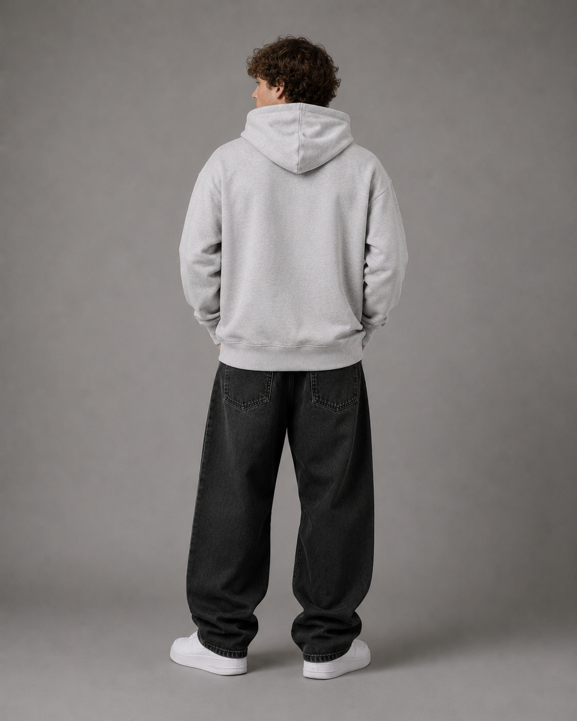 NIVÓ®oversize Hoodie mit Signatur / GREY