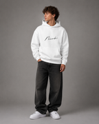 NIVÓ®oversize Hoodie mit Signatur / WHITE