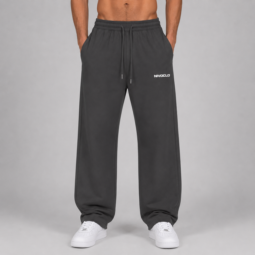 Heavyweight Fleece Straight Leg Pants / DARK GREY
