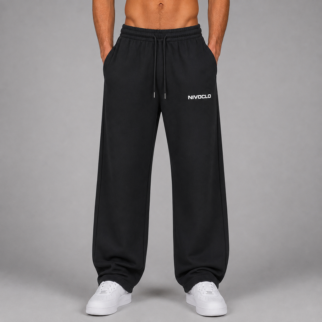 Heavyweight Fleece Straight Leg Pants / BLACK