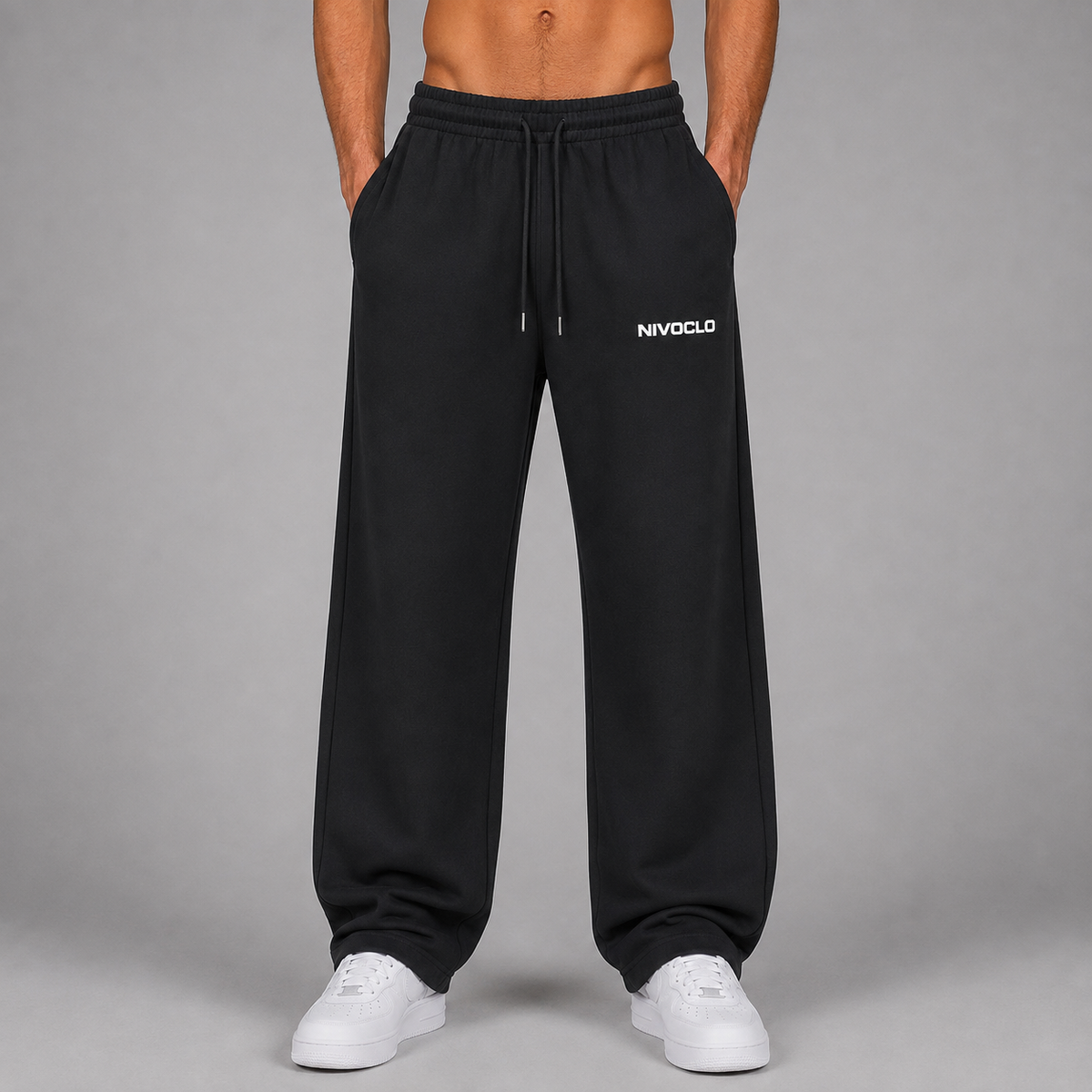 Heavyweight Fleece Straight Leg Pants / BLACK