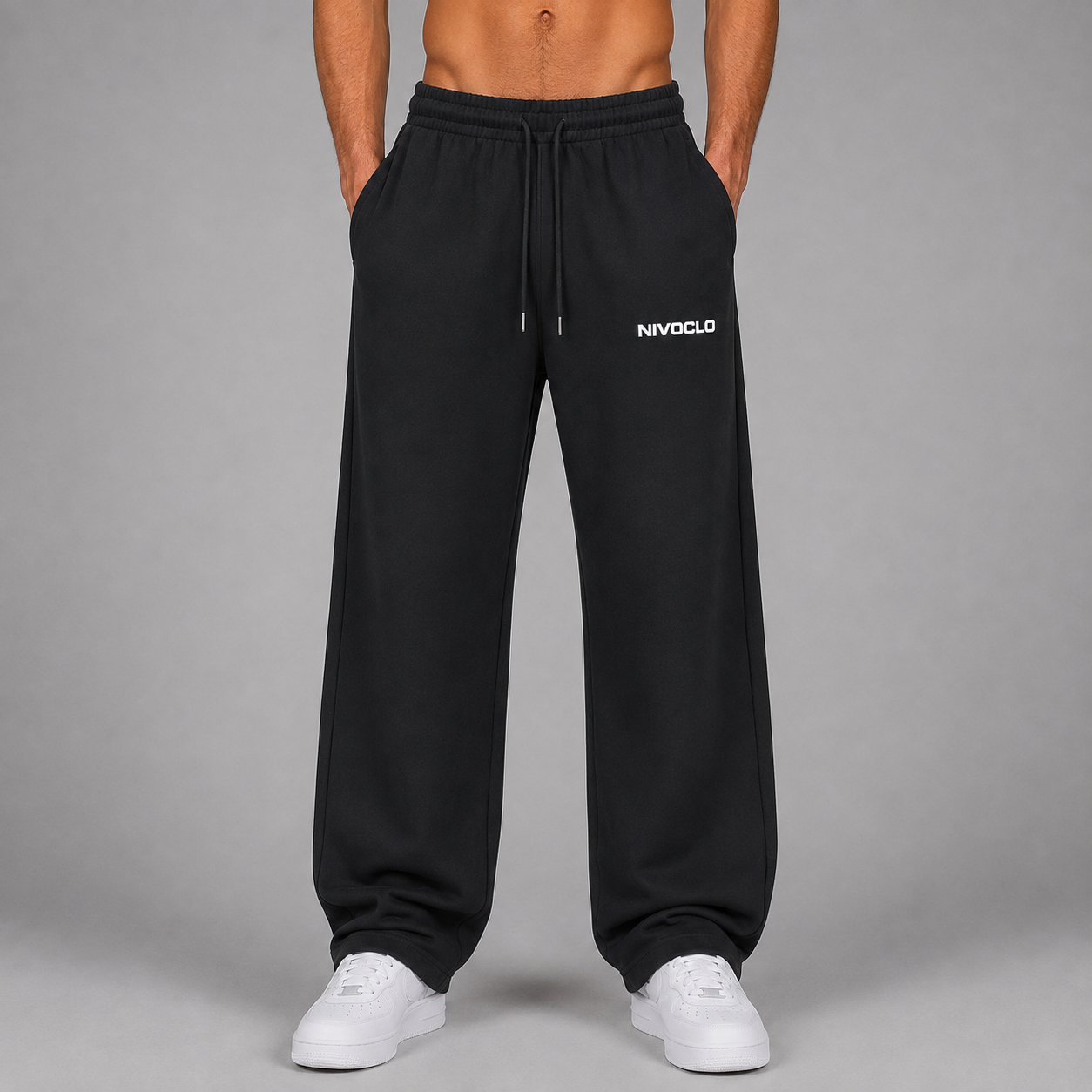 Heavyweight Fleece Straight Leg Pants / BLACK