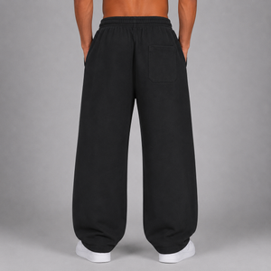 Vintage Washed Barrel Leg Sweatpants / BLACK