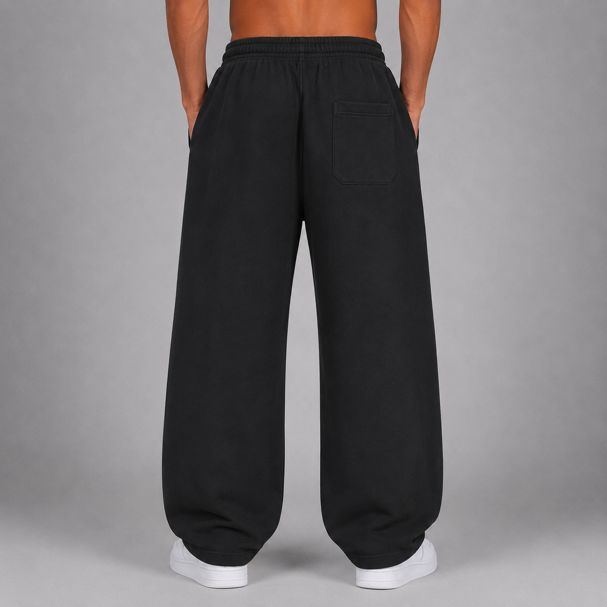 Vintage Washed Barrel Leg Sweatpants / BLACK