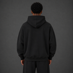 Boxy Vintage Washed Hoodie / BLACK