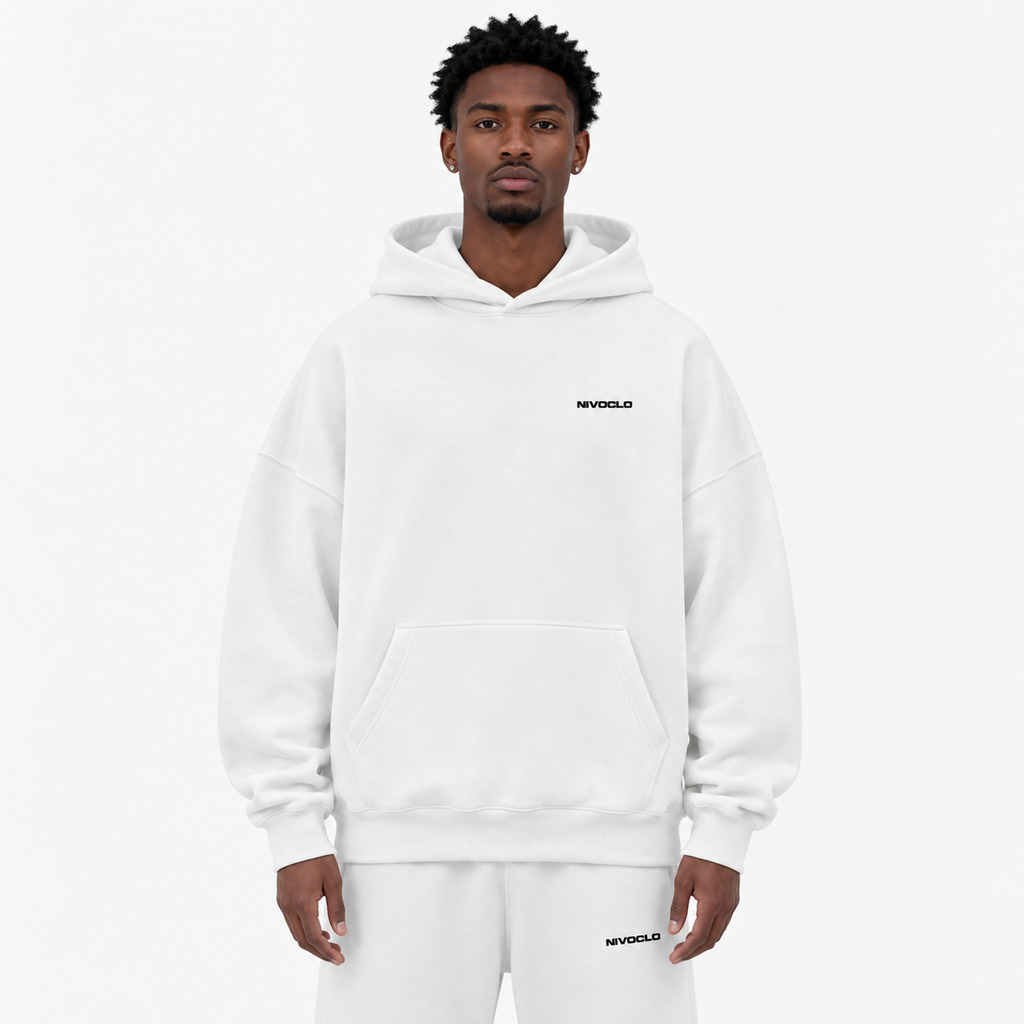 Oversize Heavyweight Fleece Hoodie / WHITE