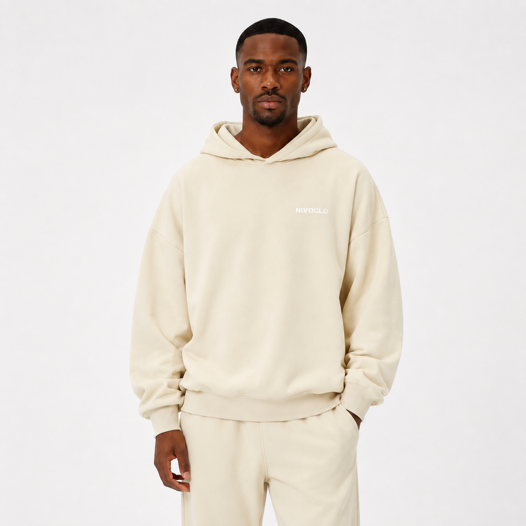 Heavyweight Hidden Pocket Fleece Hoodie / BEIGE