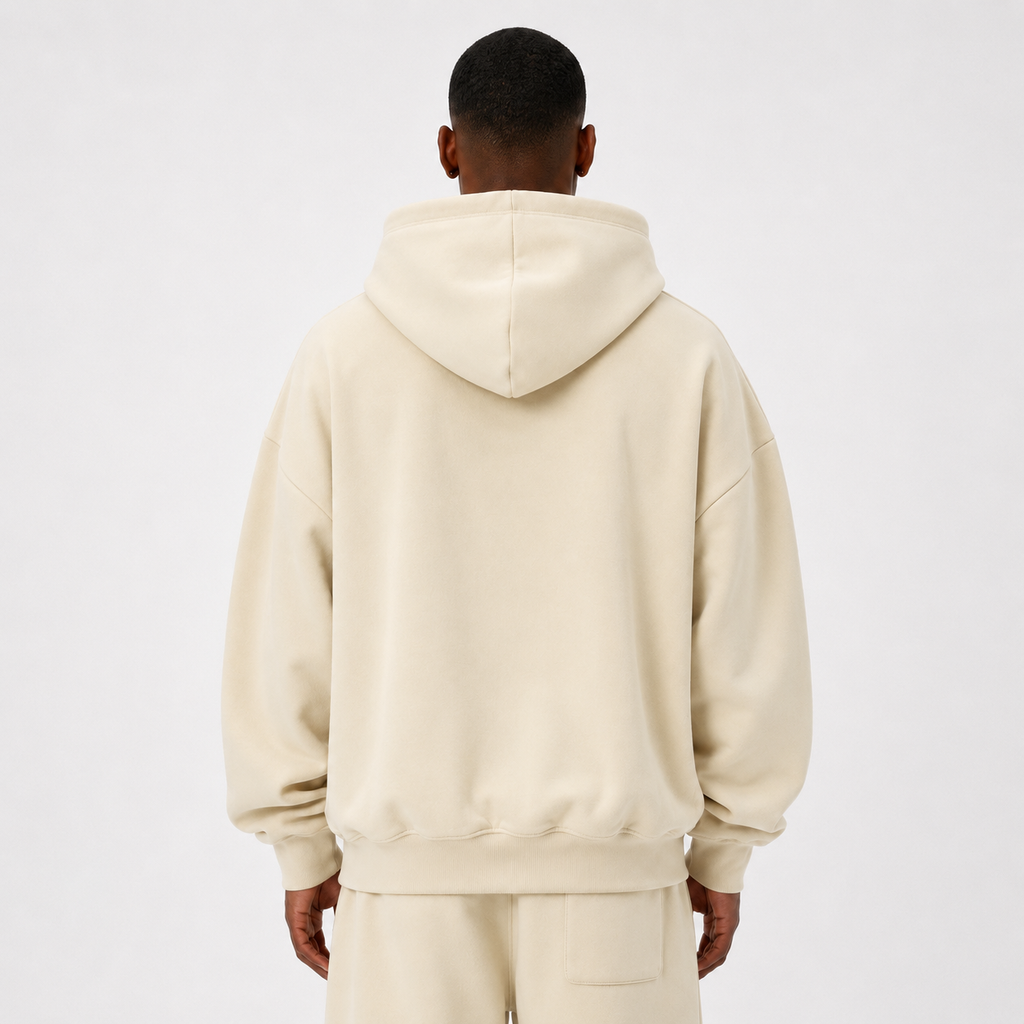 Heavyweight Hidden Pocket Fleece Hoodie / BEIGE