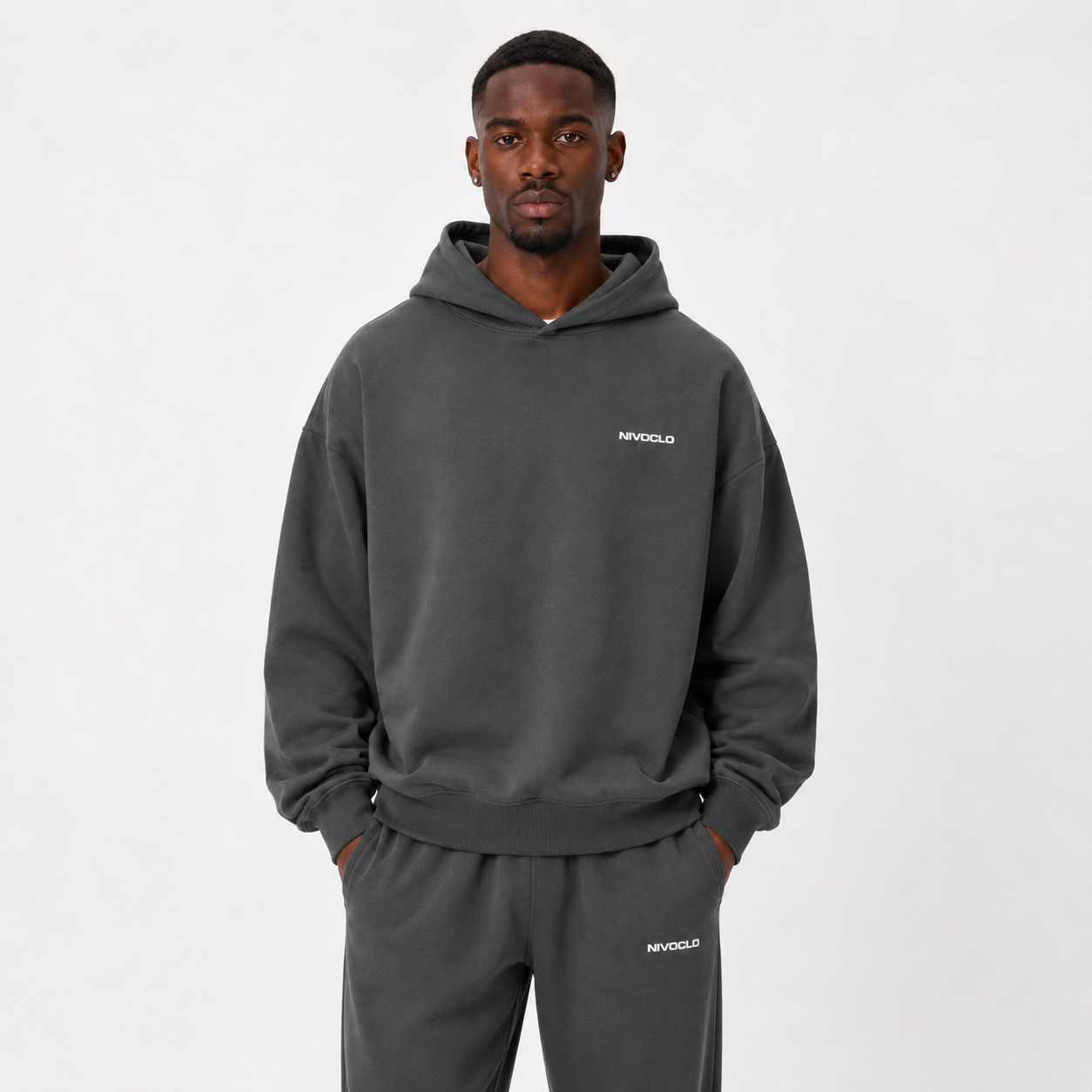 Heavyweight Hidden Pocket Fleece Hoodie / DARK GREY