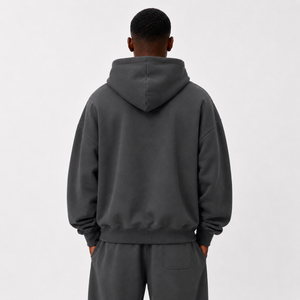 Heavyweight Hidden Pocket Fleece Hoodie / DARK GREY