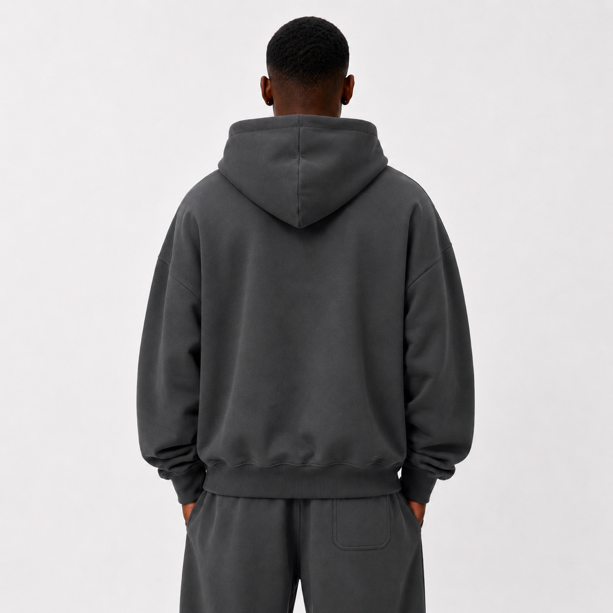Heavyweight Hidden Pocket Fleece Hoodie / DARK GREY