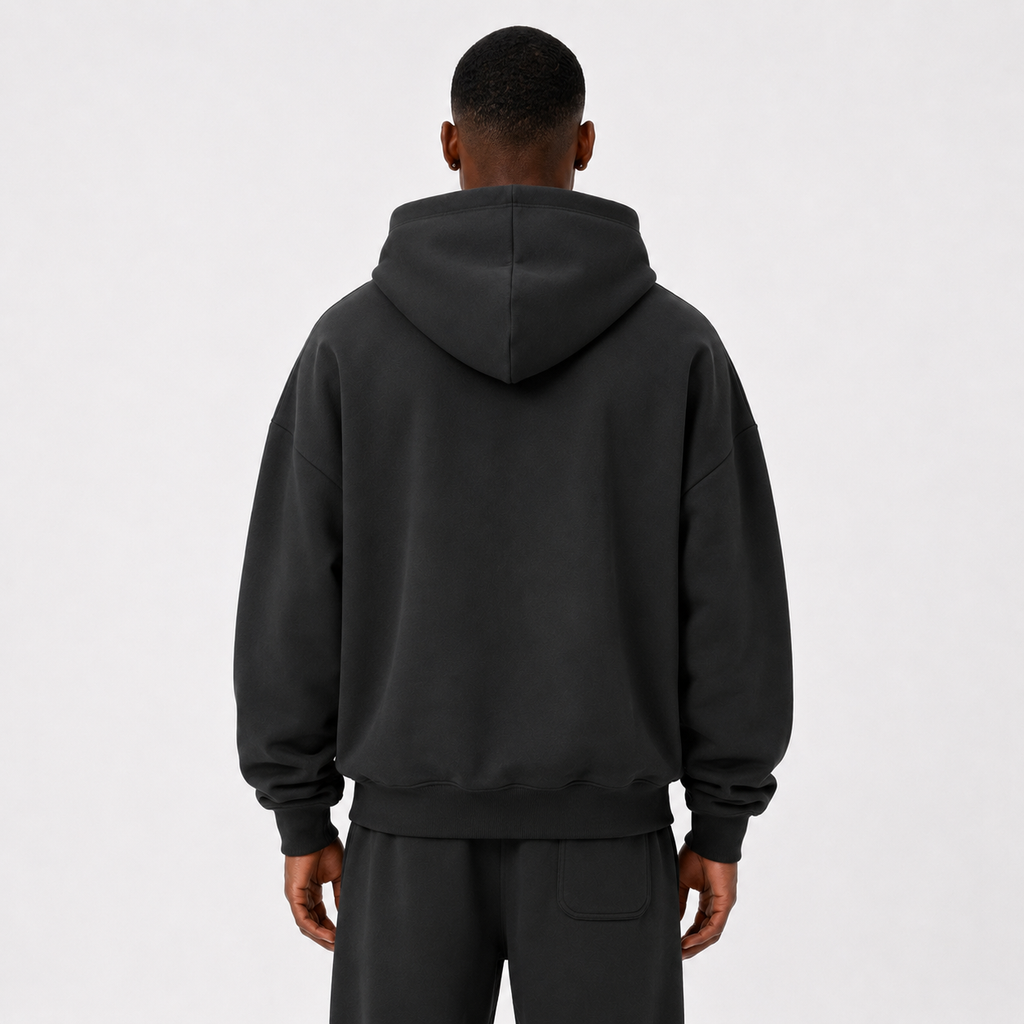 Heavyweight Hidden Pocket Fleece Hoodie / BLACK