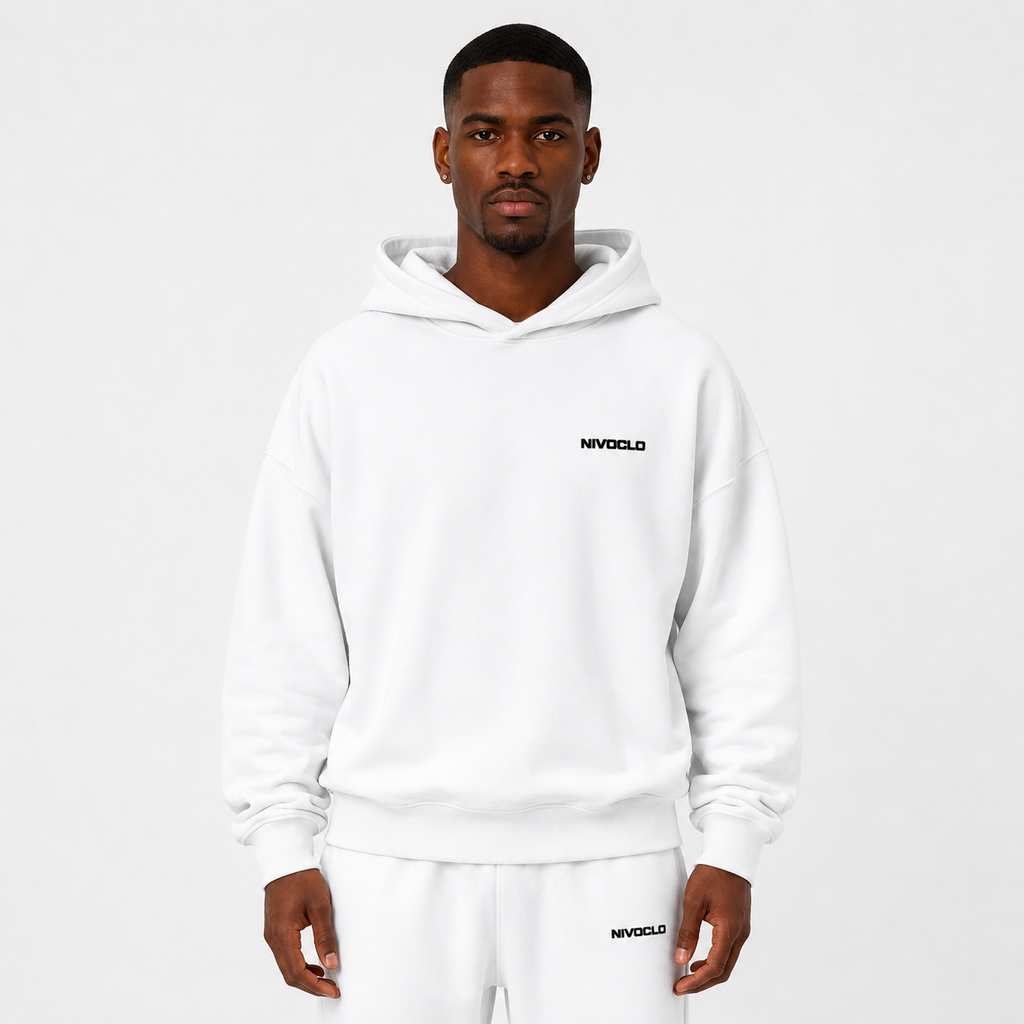 Heavyweight Hidden Pocket Fleece Hoodie / WHITE