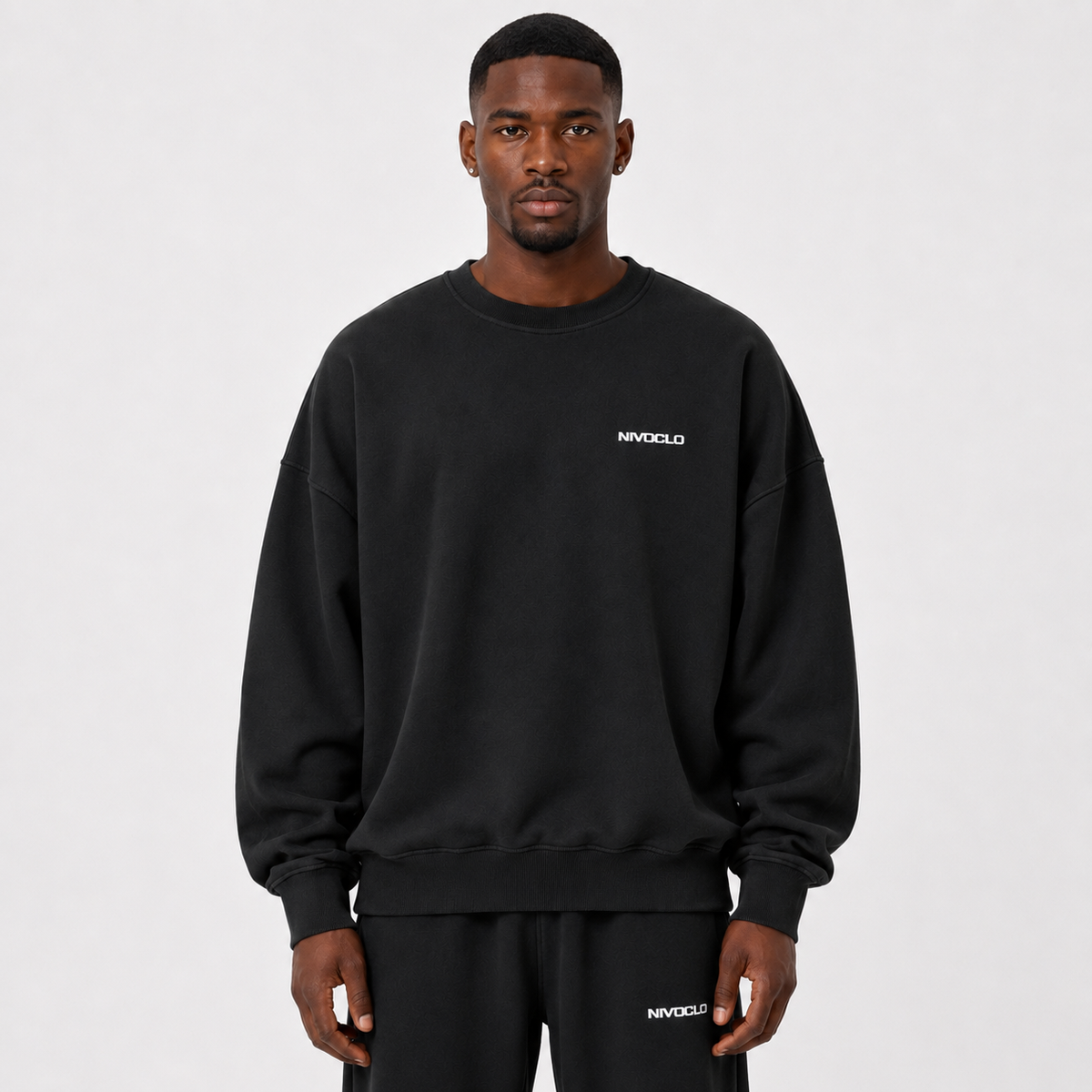 Boxy Vintage Washed Sweatshirt / BLACk