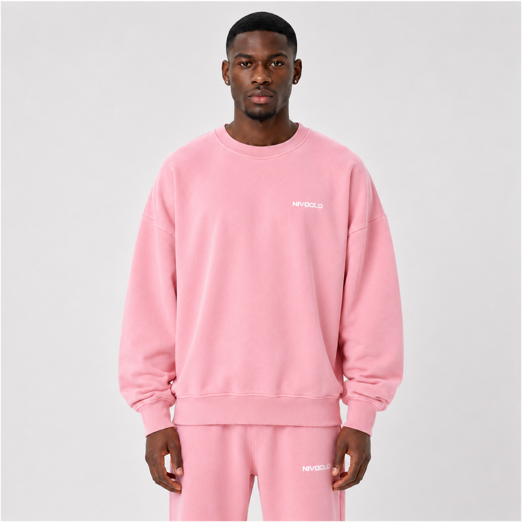 Boxy Vintage Washed Sweatshirt / PINK