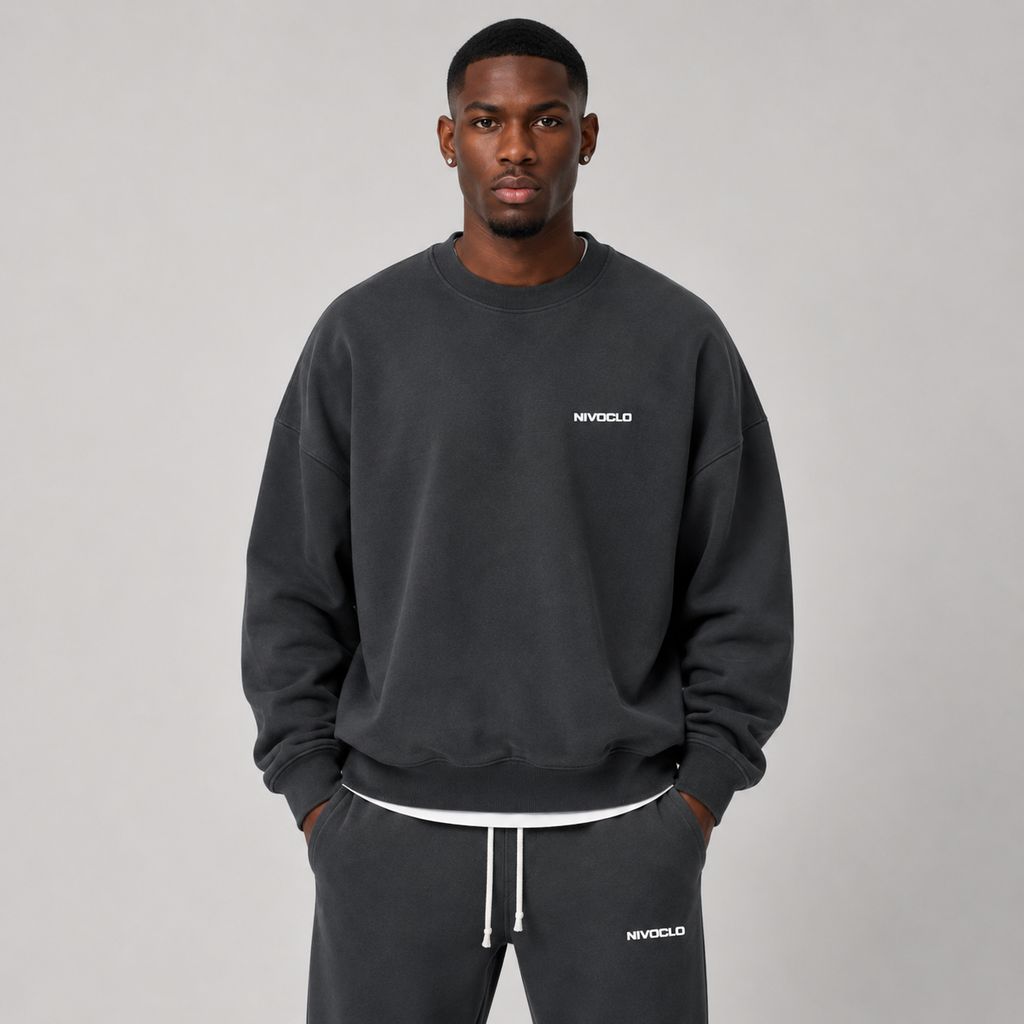 Heavyweight Fleeced Sweatshirt / BLACK