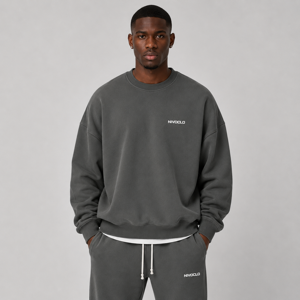 Heavyweight Fleeced Sweatshirt / DARK GREY