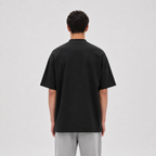 Mock-Neck Cotton T-Shirt / BLACK