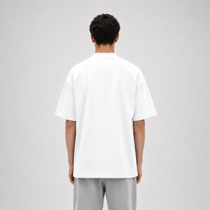 Mock-Neck Cotton T-Shirt / WHITE