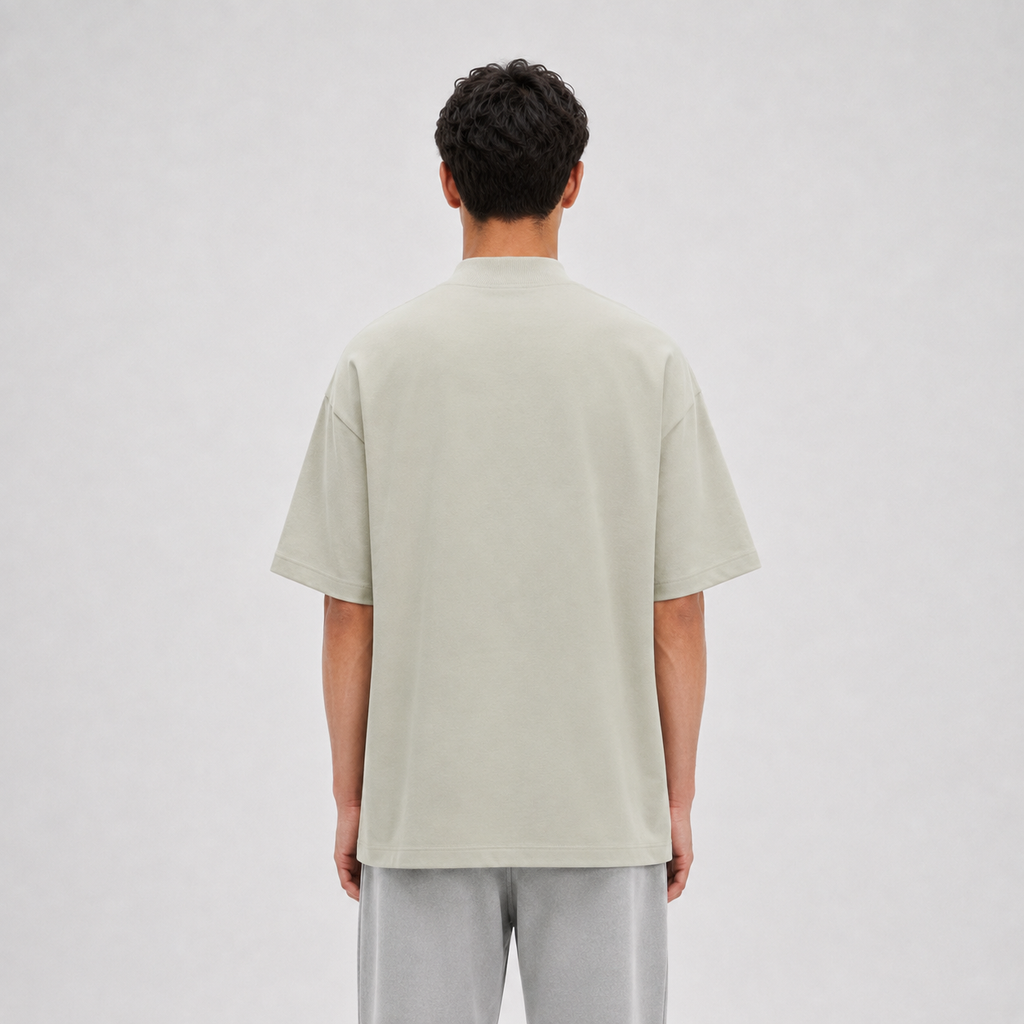 Mock-Neck Cotton T-Shirt / LIMETTE GREEN