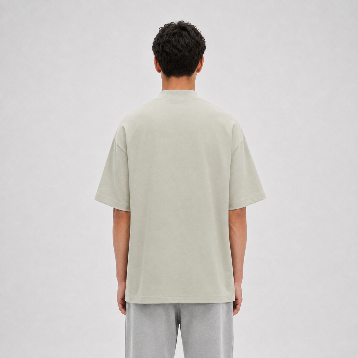 Mock-Neck Cotton T-Shirt / LIMETTE GREEN