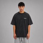 Mineral Wash Raw Edge T-Shirt / BLACK