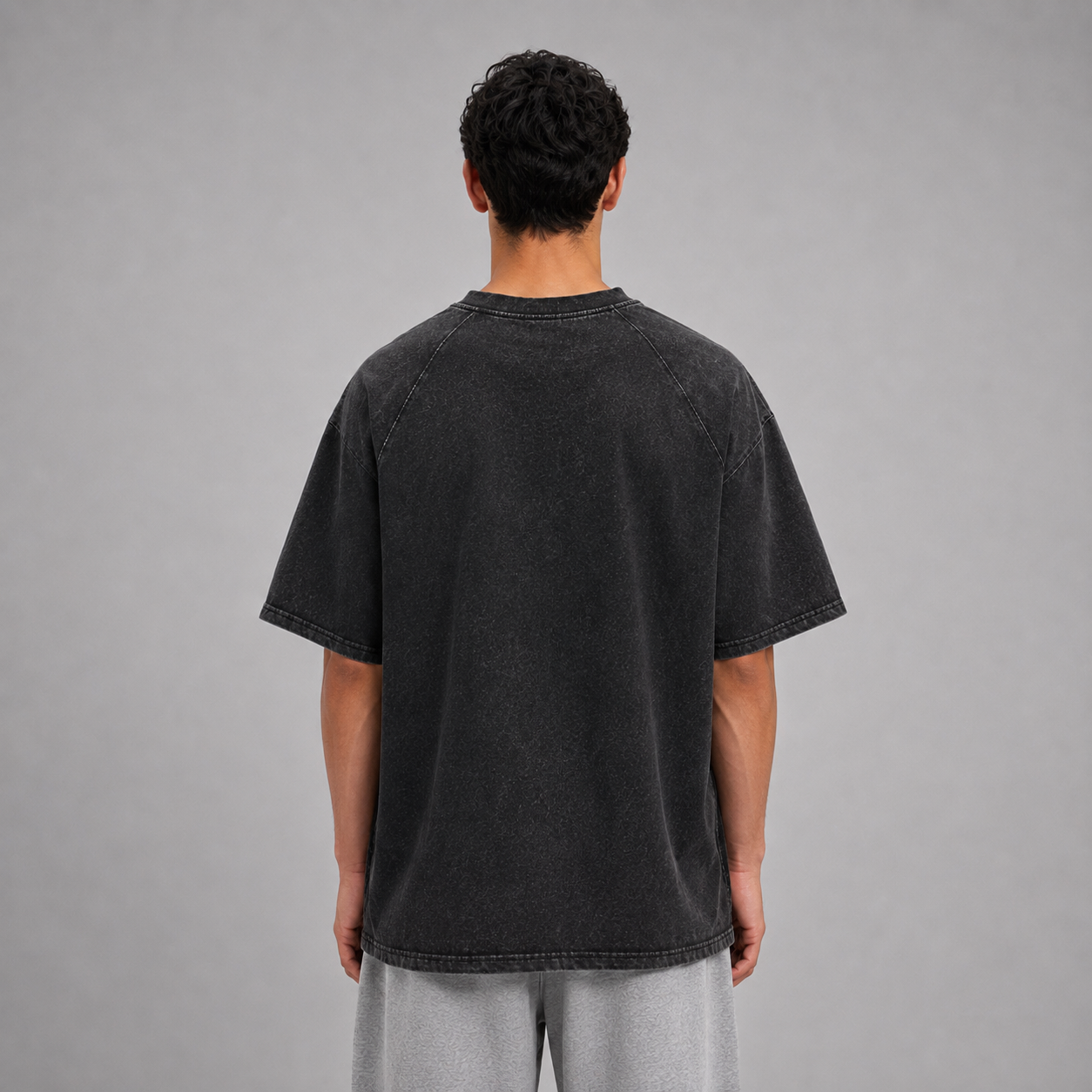 Mineral Wash Raw Edge T-Shirt / BLACK