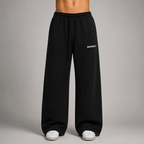 Fleece Drawstring Straight-Leg Sweatpants / BLACK