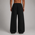 Fleece Drawstring Straight-Leg Sweatpants / BLACK