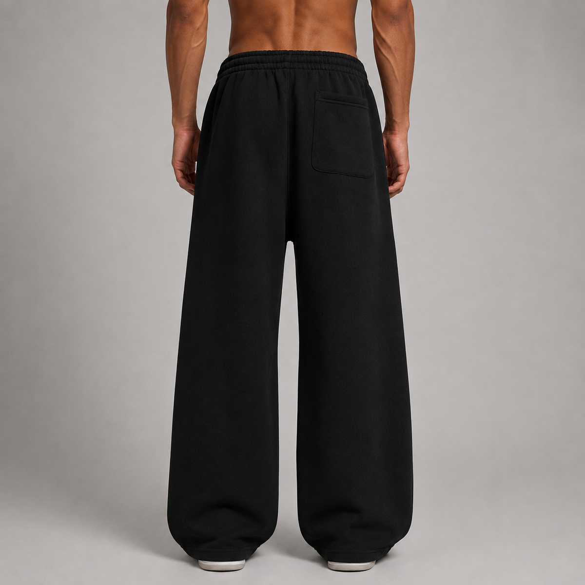 Fleece Drawstring Straight-Leg Sweatpants / BLACK