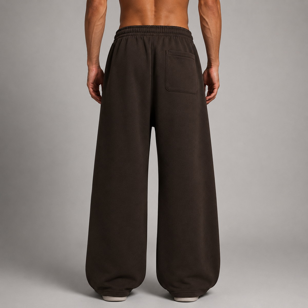 Fleece Drawstring Straight-Leg Sweatpants / BROWN