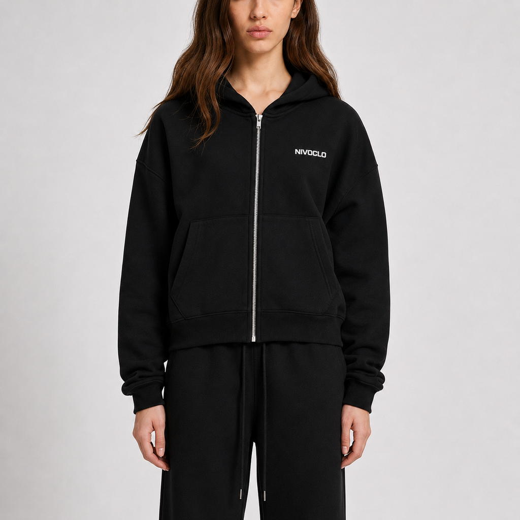 Fleece Boxy Zipper / BLACK