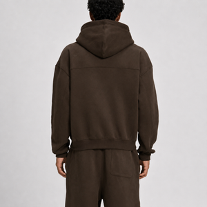 Fleece Boxy Zipper / BROWN