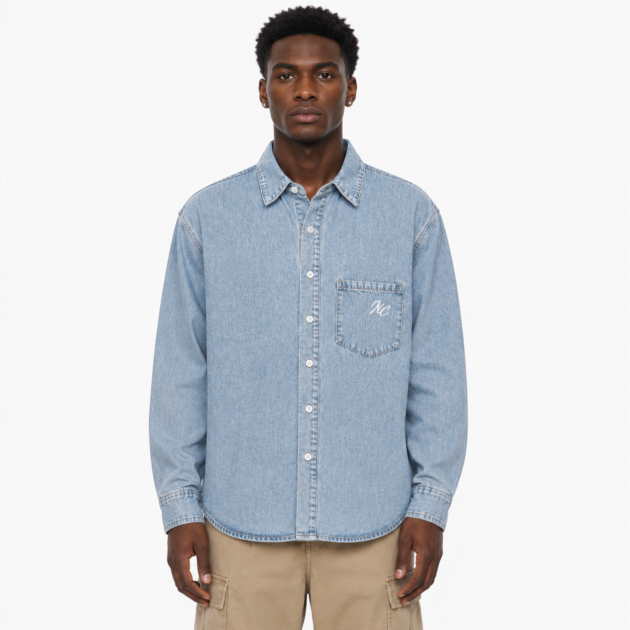 Vintage Wash Denim Shirt / BLUE