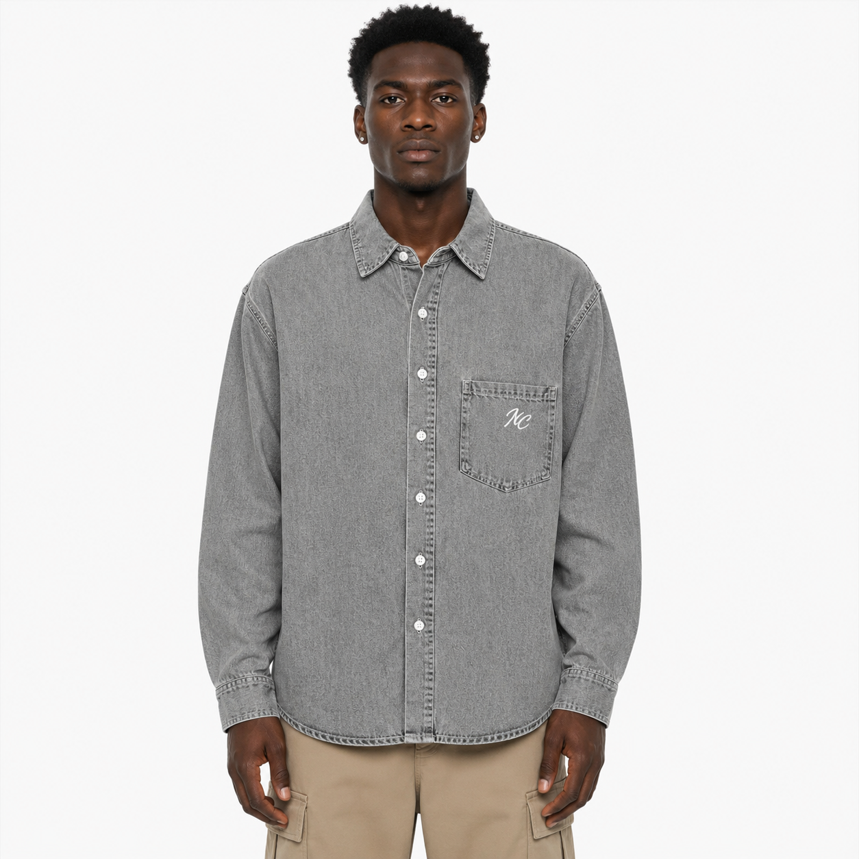 Vintage Wash Denim Shirt / GREY