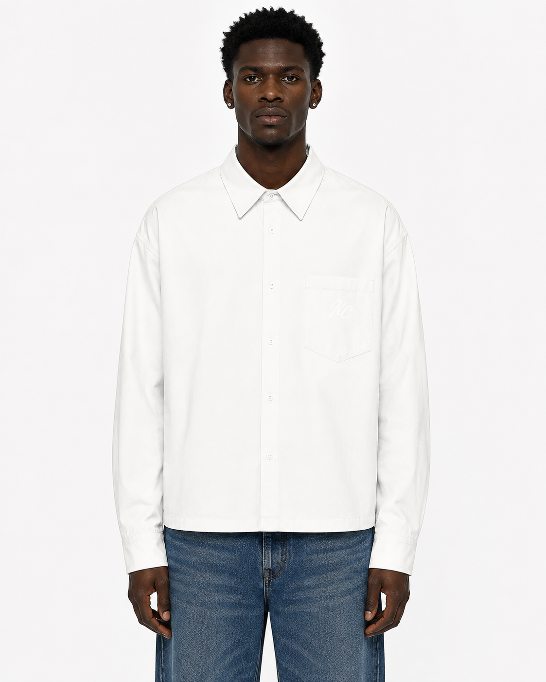 Boxy Long Sleeve Shirt / WHITE