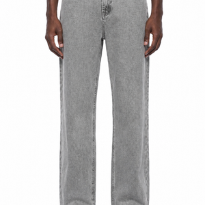 Vintage Wash Straight Leg Jeans / GREY