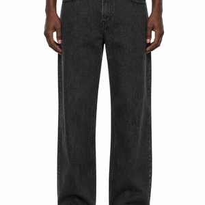 Vintage Wash Straight Leg Jeans / BLACK