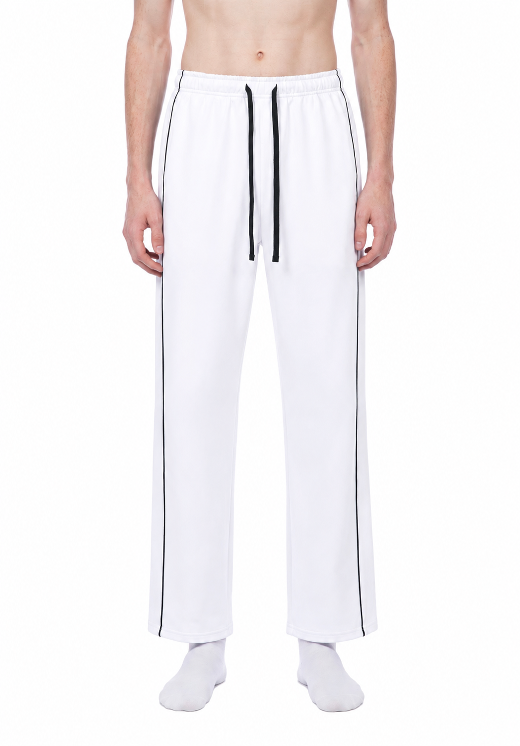 Men’s Piping Straight Leg Sweatpants / WHITE