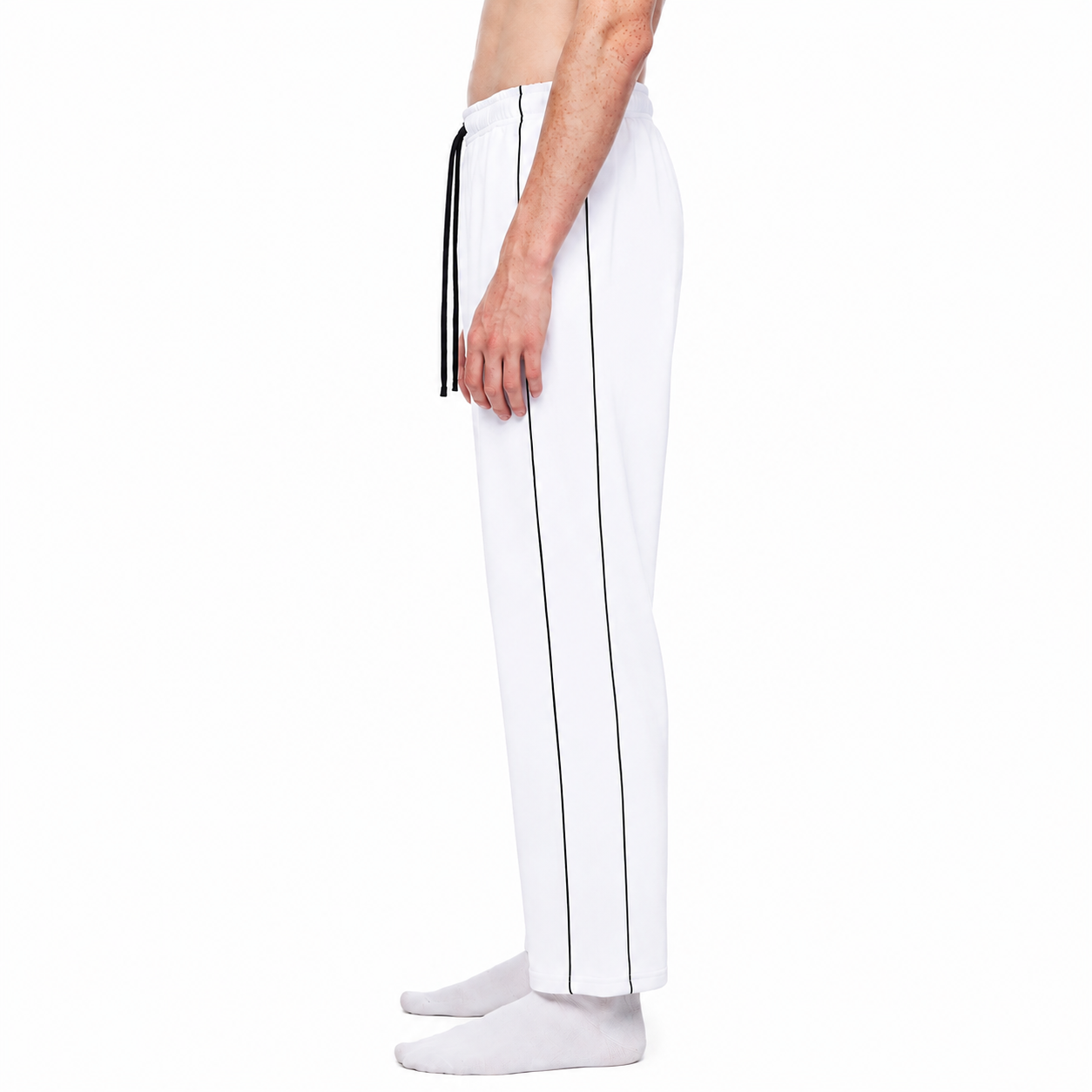 Men’s Piping Straight Leg Sweatpants / WHITE