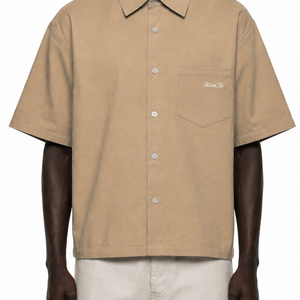 Boxy Heavyweight Short Sleeve Shirt / BEIGE