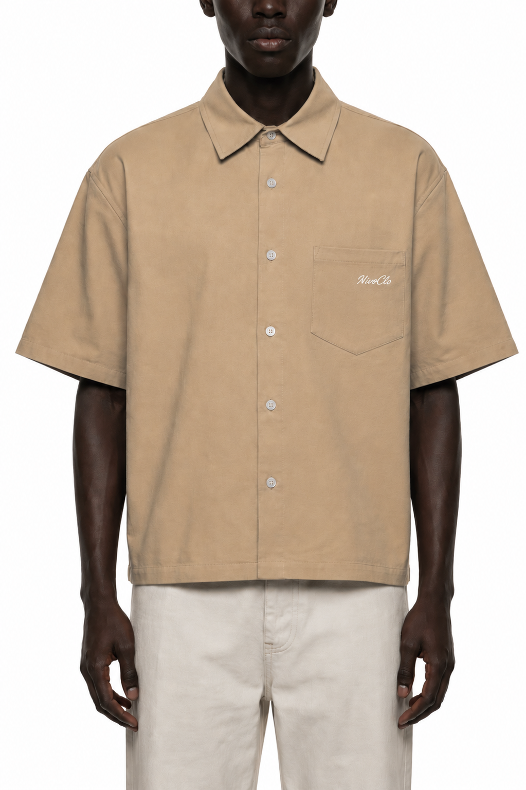 Boxy Heavyweight Short Sleeve Shirt / BEIGE