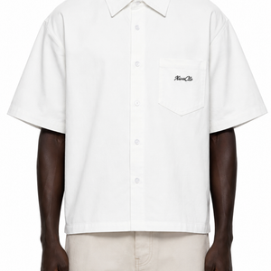 Boxy Heavyweight Short Sleeve Shirt / WHITE